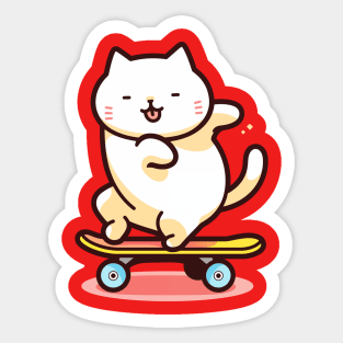 Funny and Cute Cat on Skateboard Sticker